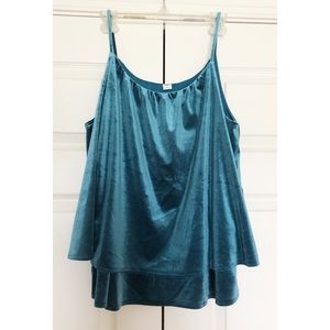 Teal Layered Velvet Tank